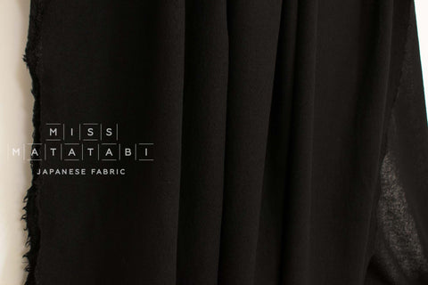 Japanese Fabric Shokunin Collection Worsted Yarn Dyed Wool Gauze - black - 50cm