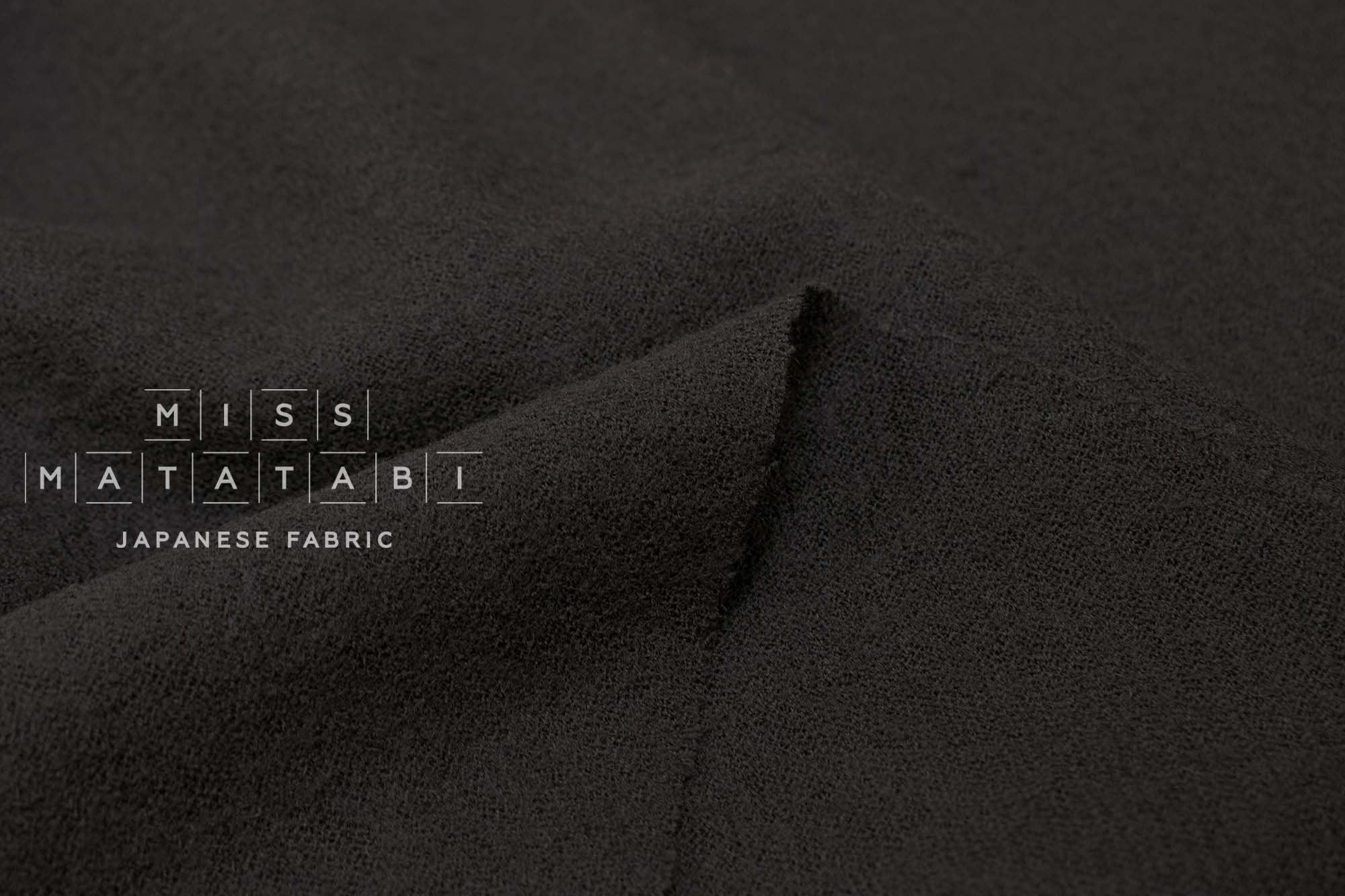 Japanese Fabric Shokunin Collection Worsted Yarn Dyed Wool Gauze - black - 50cm