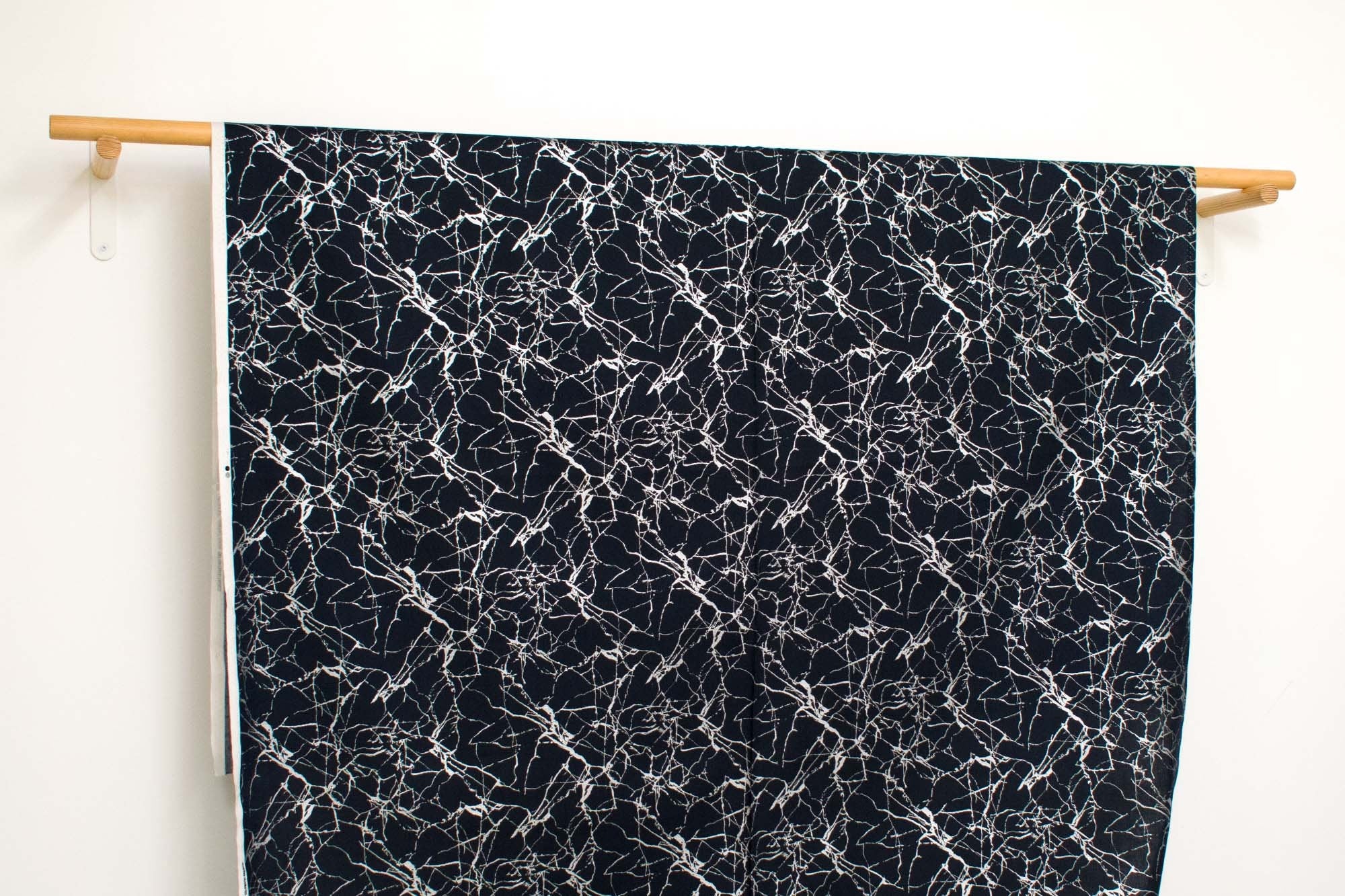 Japanese Fabric Marble - navy, metallic silver - 50cm