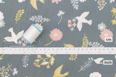 Japanese Fabric Corduroy Mjuk Tori to Hana - C2 - 50cm