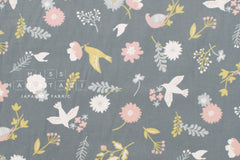 Japanese Fabric Corduroy Mjuk Tori to Hana - C2 - 50cm