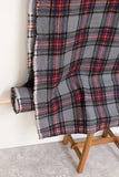 Japanese Fabric Shokunin Collection Yarn-Dyed Wool Tartan Plaid - grey, blue - 50cm