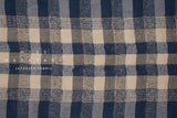 Japanese Fabric Shokunin Collection Yarn-Dyed Wool Blend Check Plaid - blue - 50cm