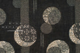 Japanese Fabric Yarn Dyed Jacquard Woven Crescent Moon - black, latte - 50cm