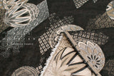 Japanese Fabric Yarn Dyed Jacquard Woven Hishi Monyo - black, latte - 50cm