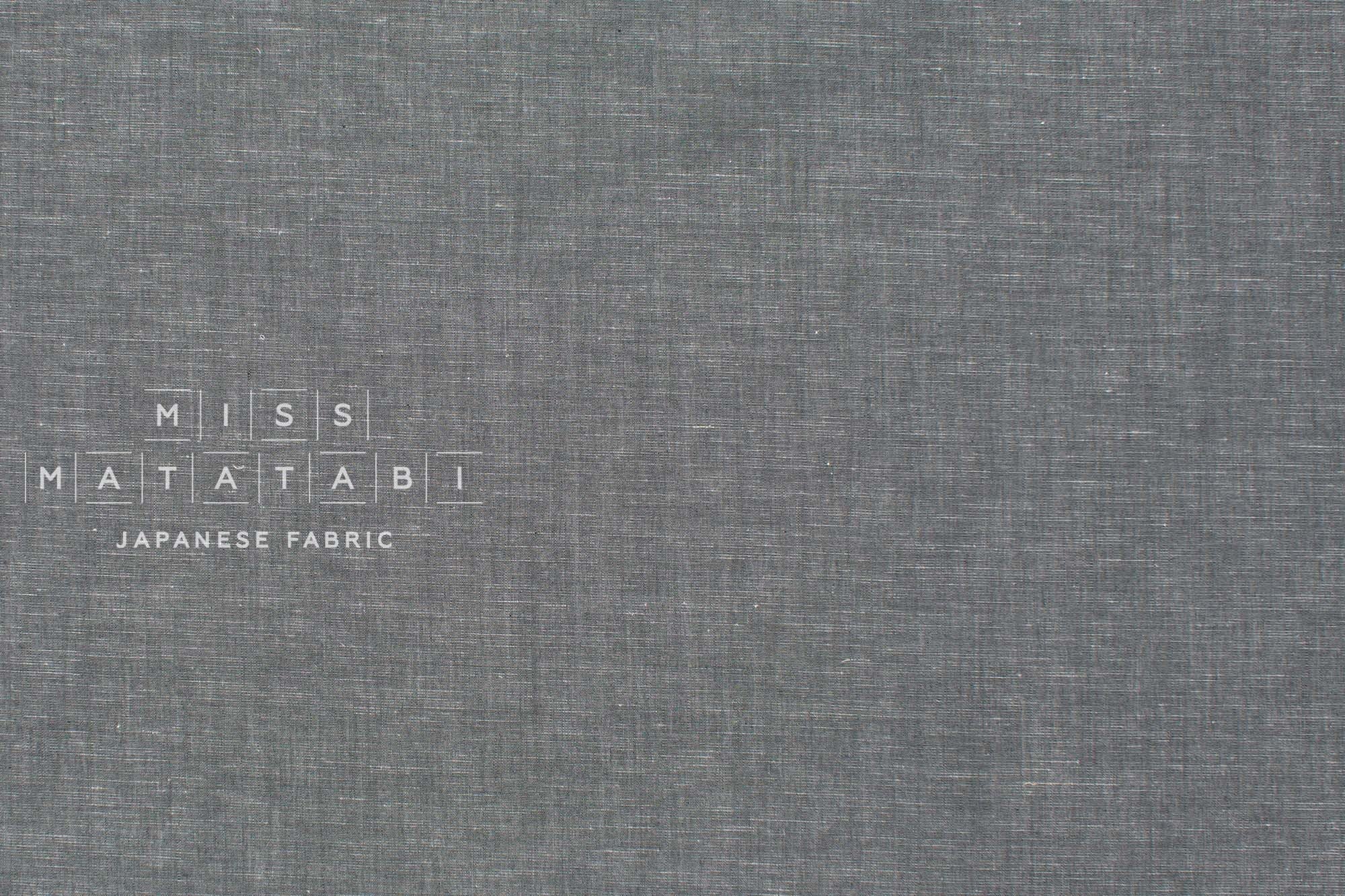 Japanese Fabric Linen Blend Chambray - black chambray -  50cm