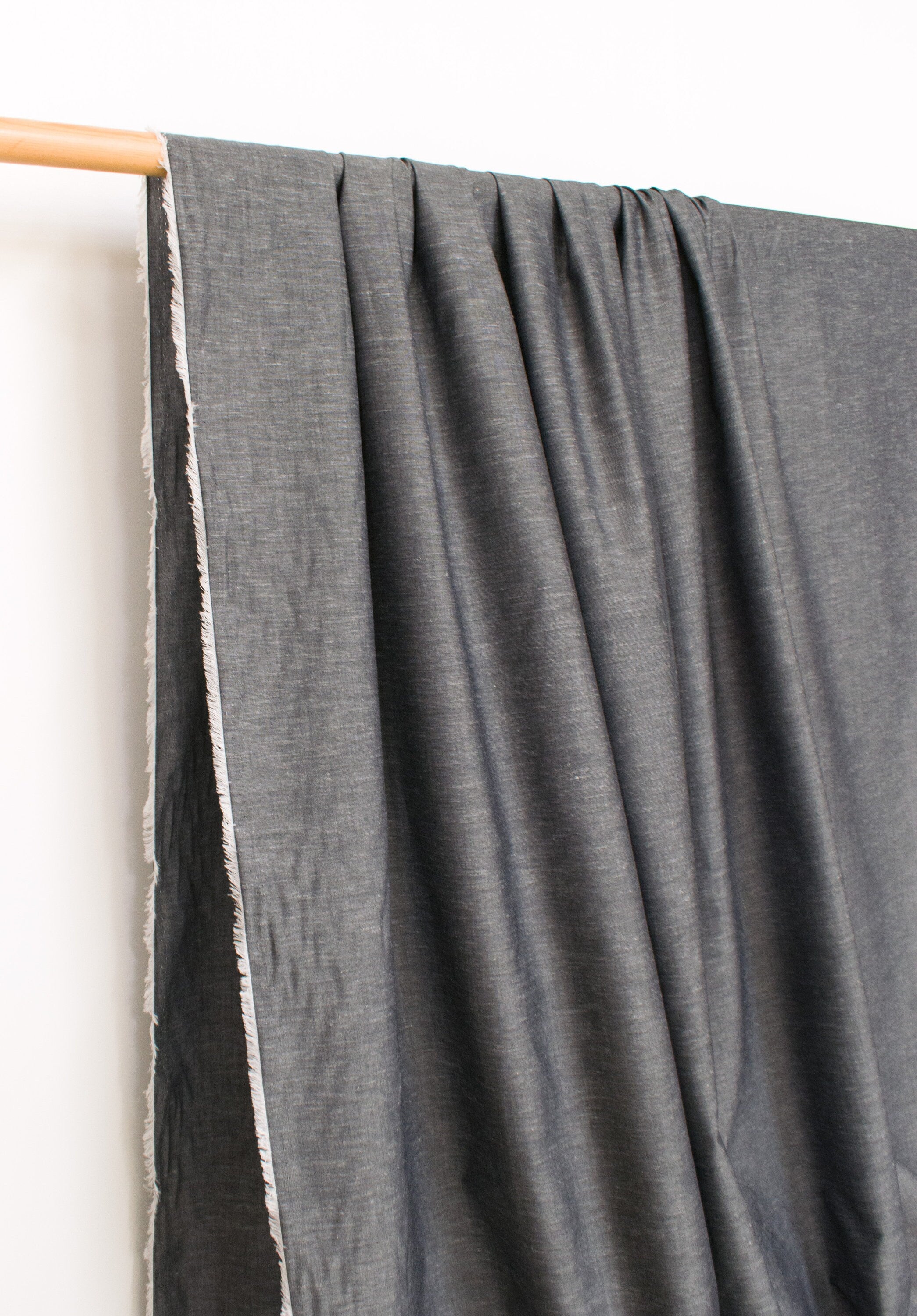 Japanese Fabric Linen Blend Chambray - black chambray -  50cm