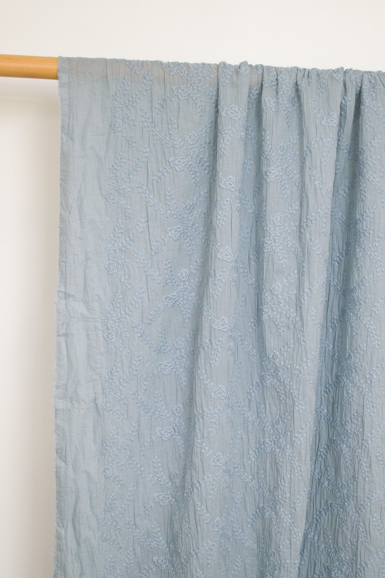Japanese Fabric Shokunin Collection Sun-Dried Embroidered Cotton Lawn - blue -  50cm