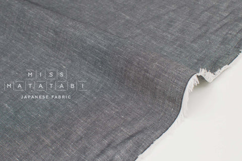 Japanese Fabric Linen Blend Chambray - black chambray -  50cm