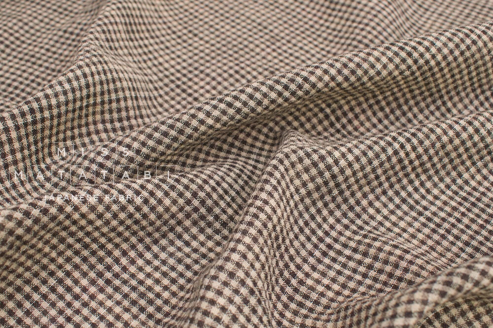 Japanese Fabric Shokunin Collection Yarn-Dyed Plaid and mini gingham - wine - 50cm