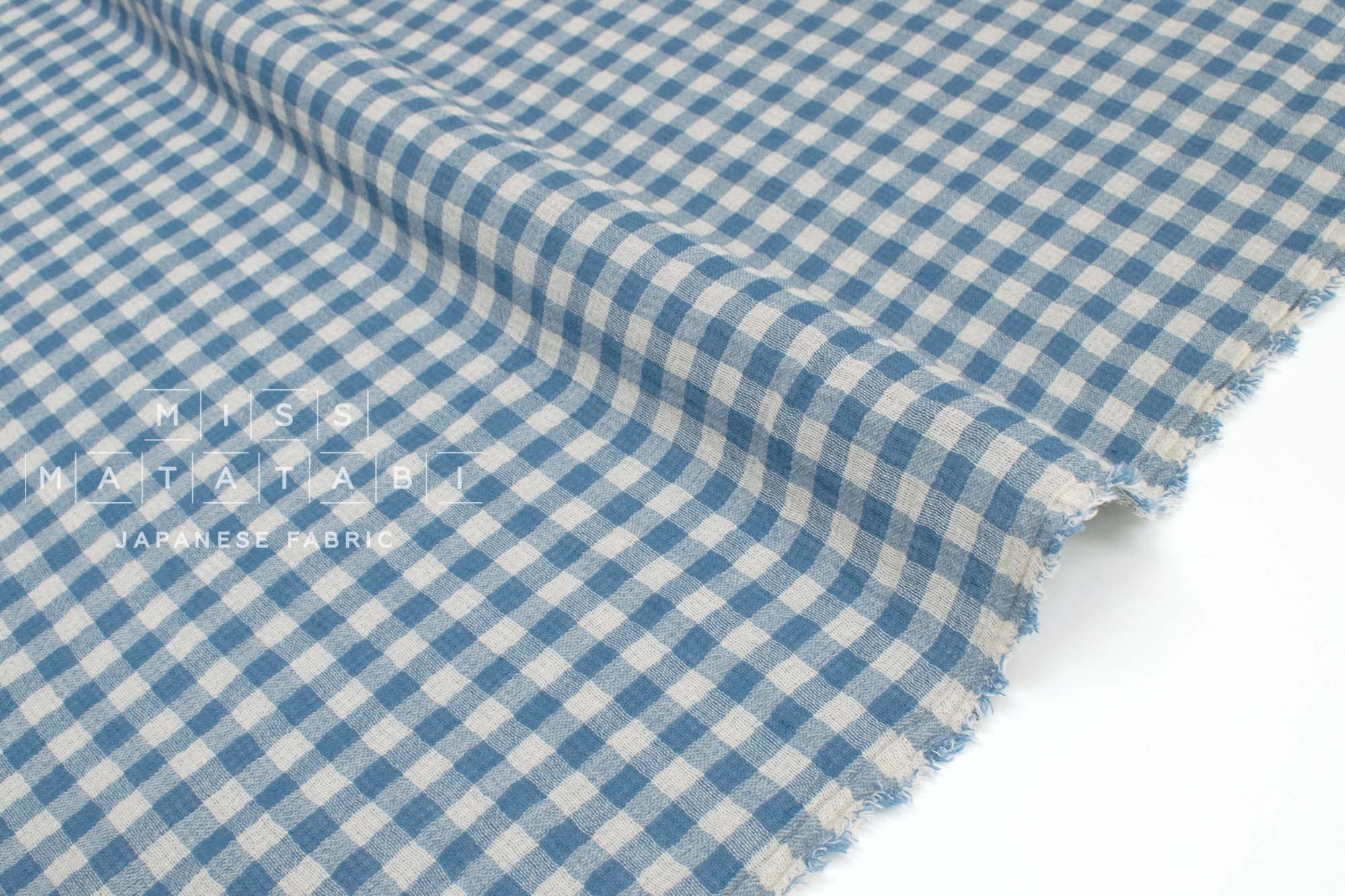 Japanese Fabric Shokunin Collection Yarn-Dyed Gingham - light blue - 50cm