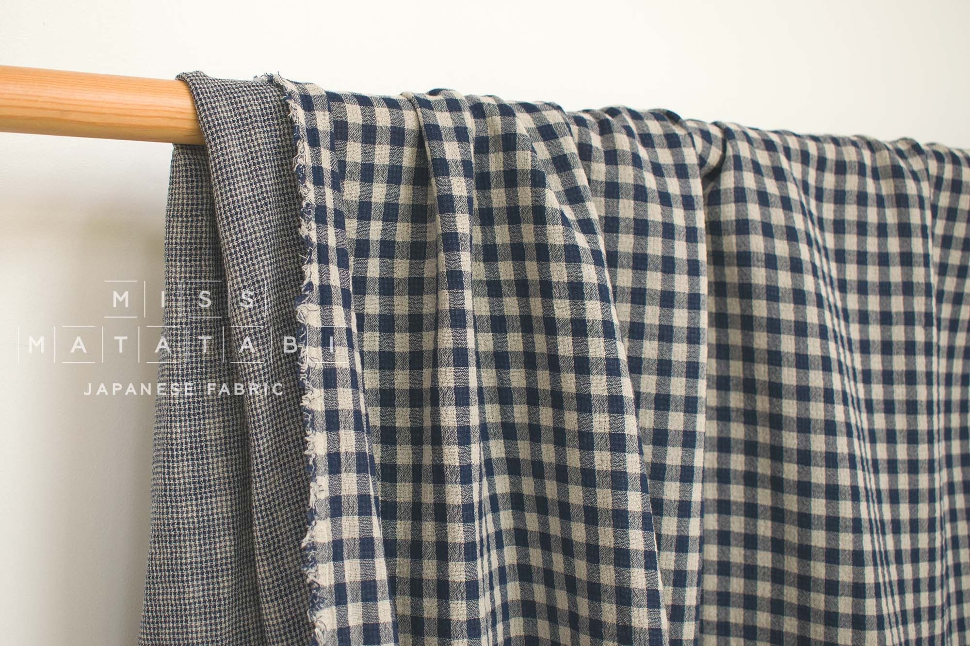 Japanese Fabric Shokunin Collection Yarn-Dyed Gingham - navy - 50cm