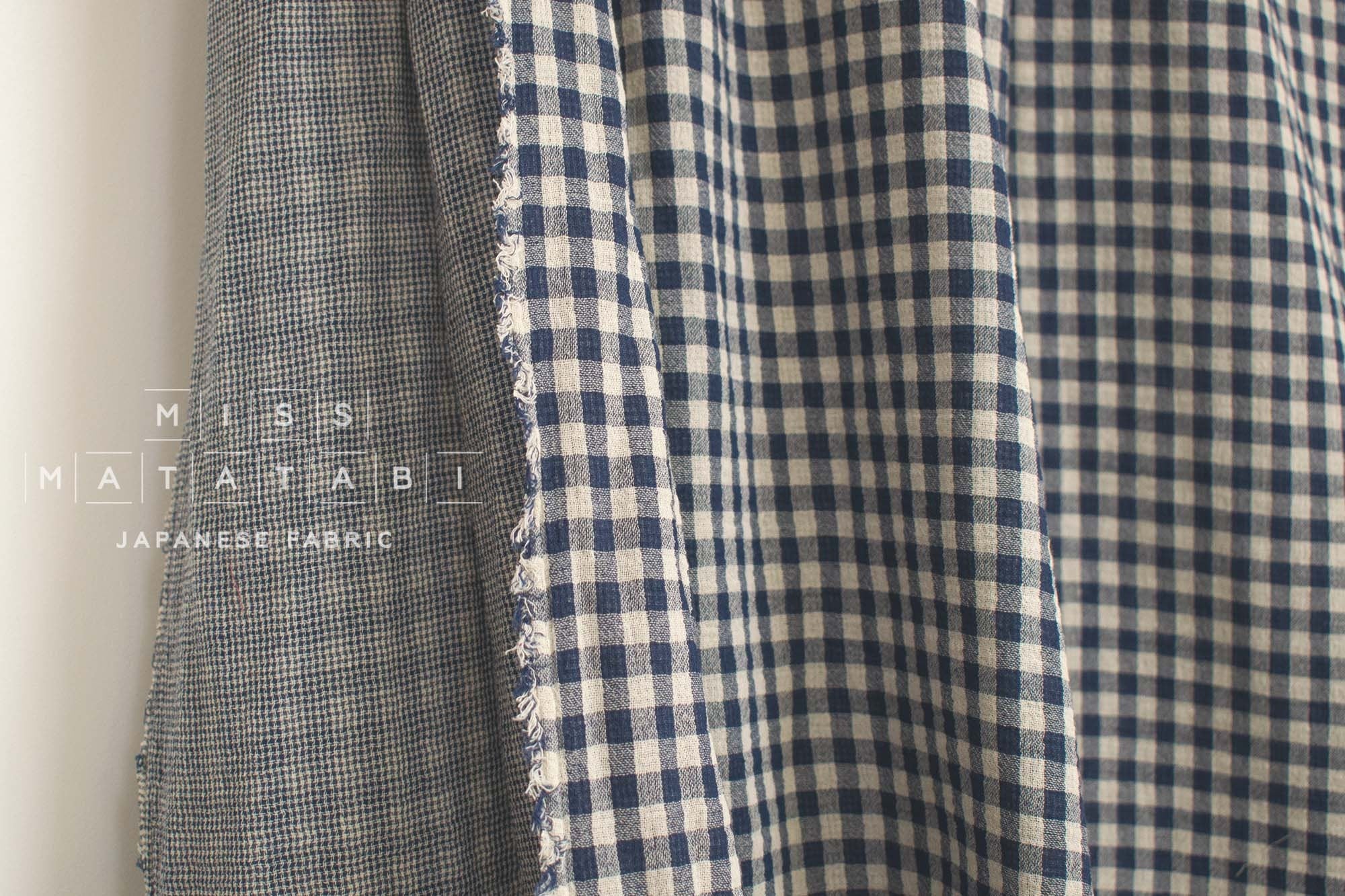 Japanese Fabric Shokunin Collection Yarn-Dyed Gingham - navy - 50cm