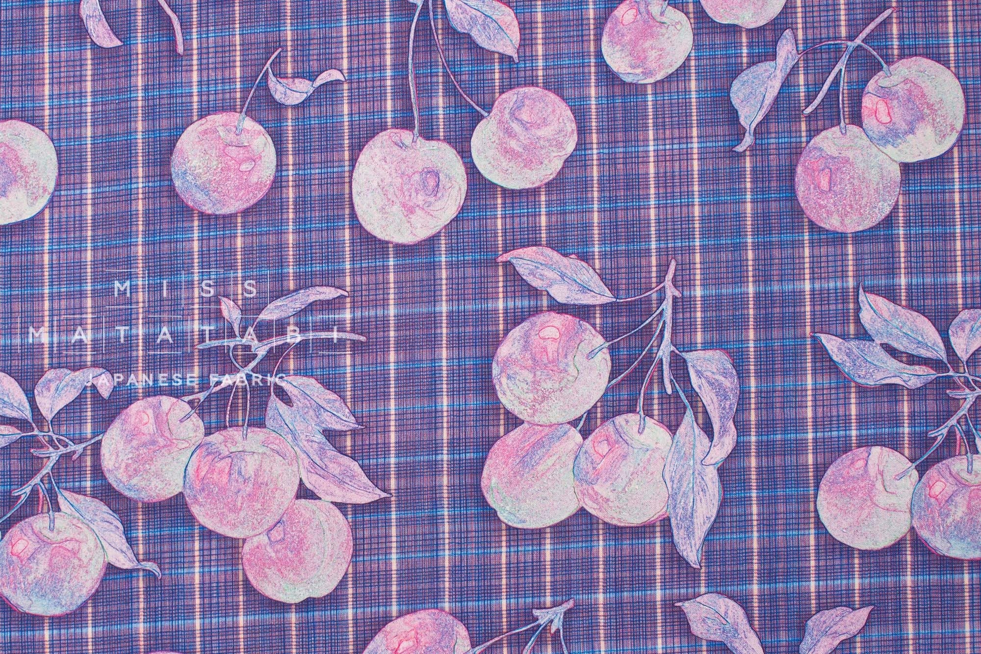 Japanese Fabric Still Life Plaid - purple - 50cm