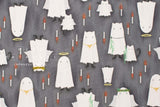 Japanese Fabric Spooky Cats - grey - 50cm
