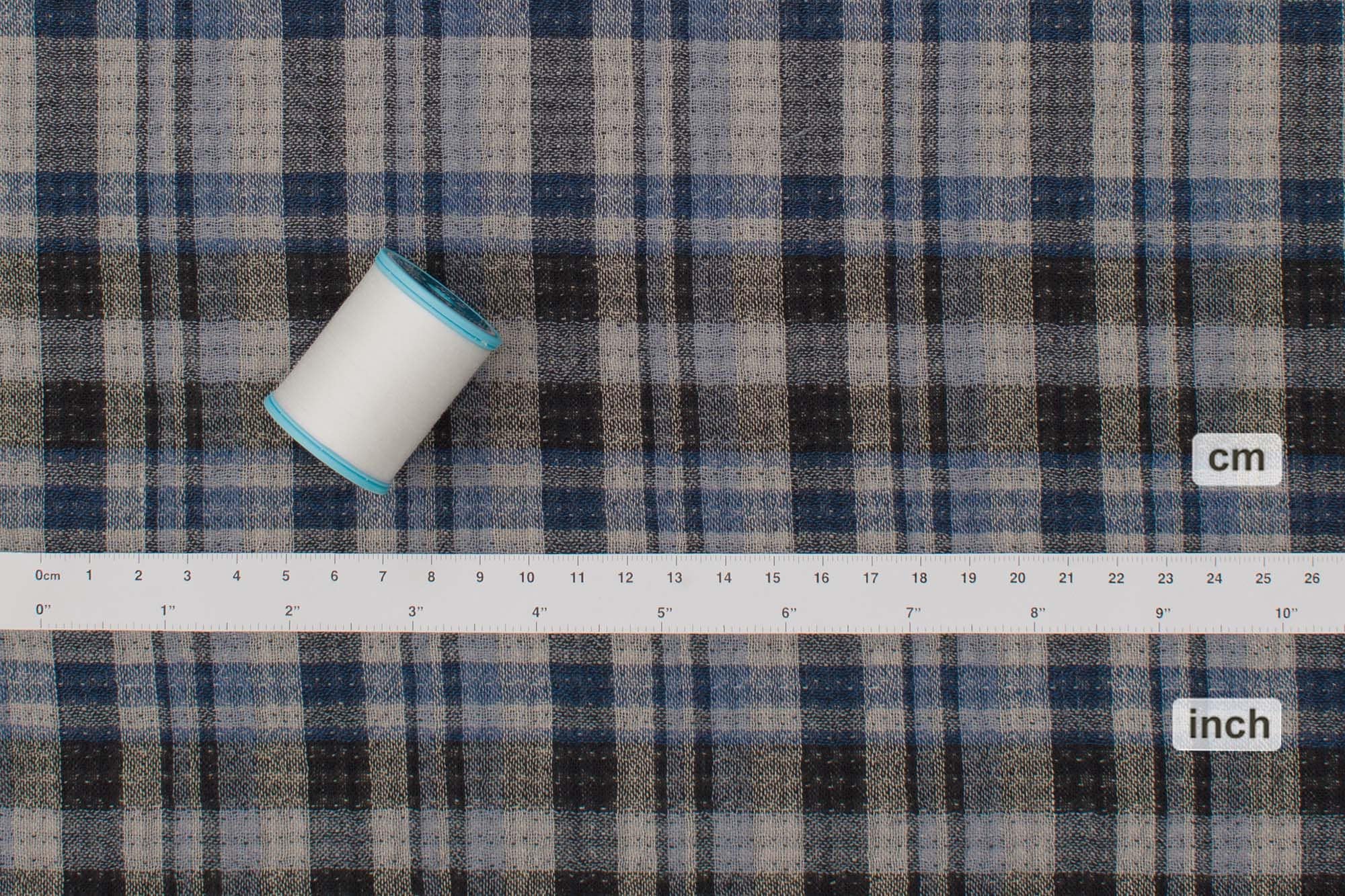 Japanese Fabric Shokunin Collection Yarn-Dyed Plaid and mini gingham - blue - 50cm