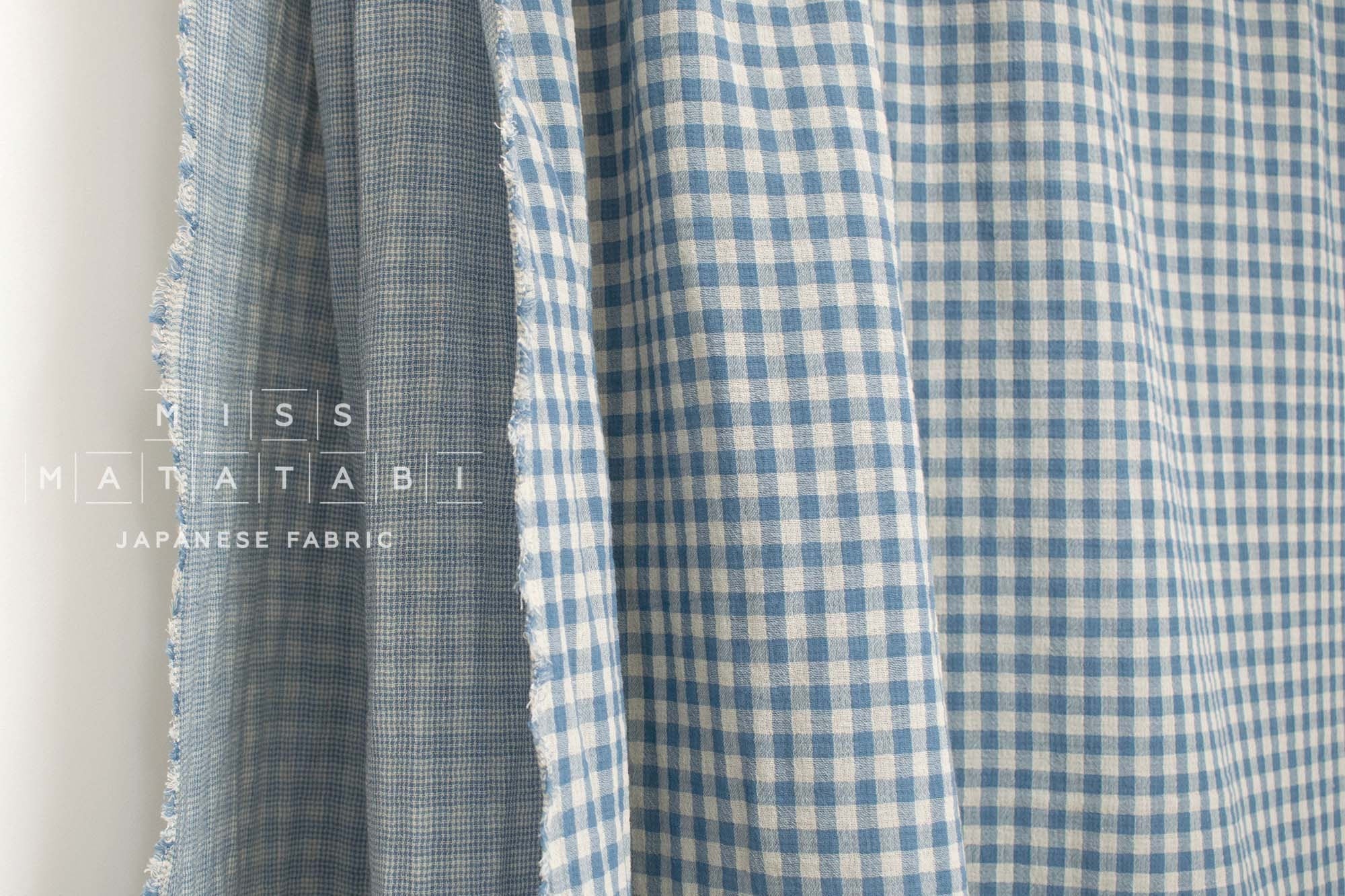 Japanese Fabric Shokunin Collection Yarn-Dyed Gingham - light blue - 50cm