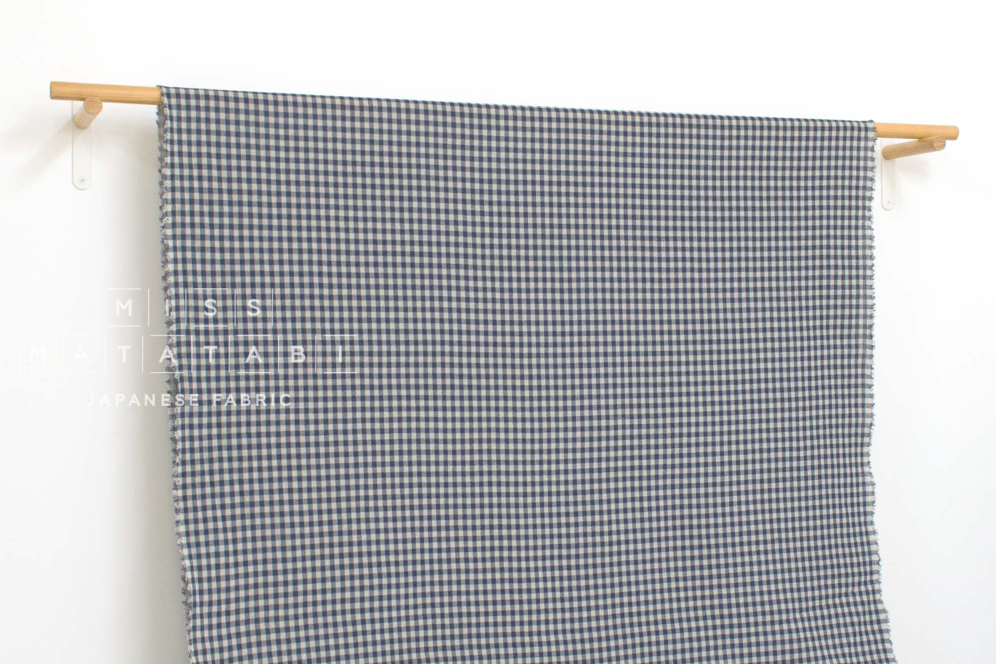 Japanese Fabric Shokunin Collection Yarn-Dyed Gingham - navy - 50cm
