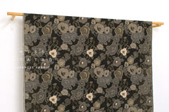 Japanese Fabric - Yarn Dyed Jacquard Retro Tsubaki  - black, latte - 50cm