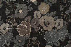 Japanese Fabric - Yarn Dyed Jacquard Retro Tsubaki  - black, latte - 50cm