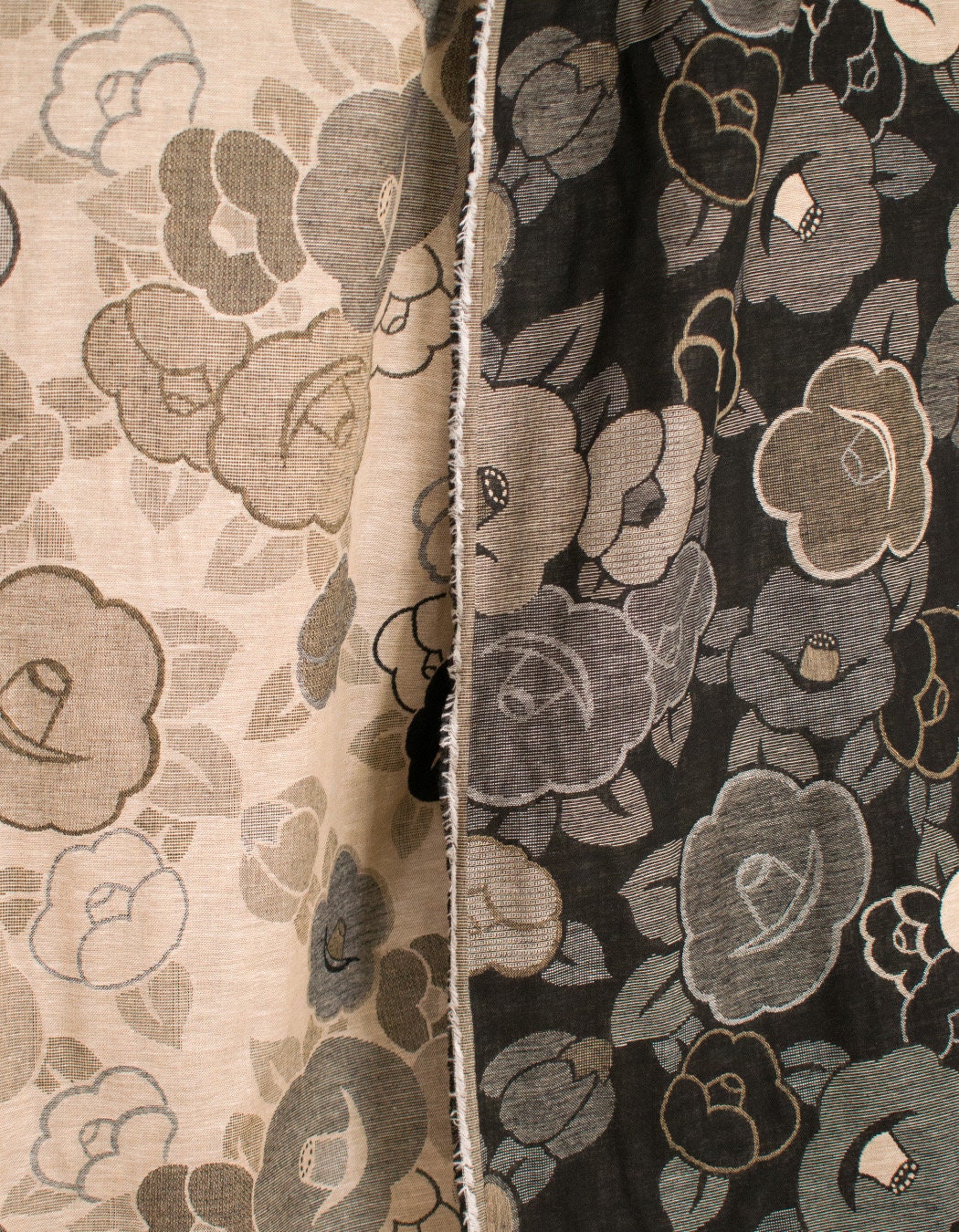Japanese Fabric - Yarn Dyed Jacquard Retro Tsubaki  - black, latte - 50cm