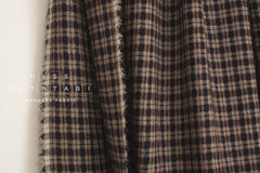 Japanese Fabric Shokunin Collection Yarn-Dyed Wool Cotton Plaid - dark eggplant - 50cm