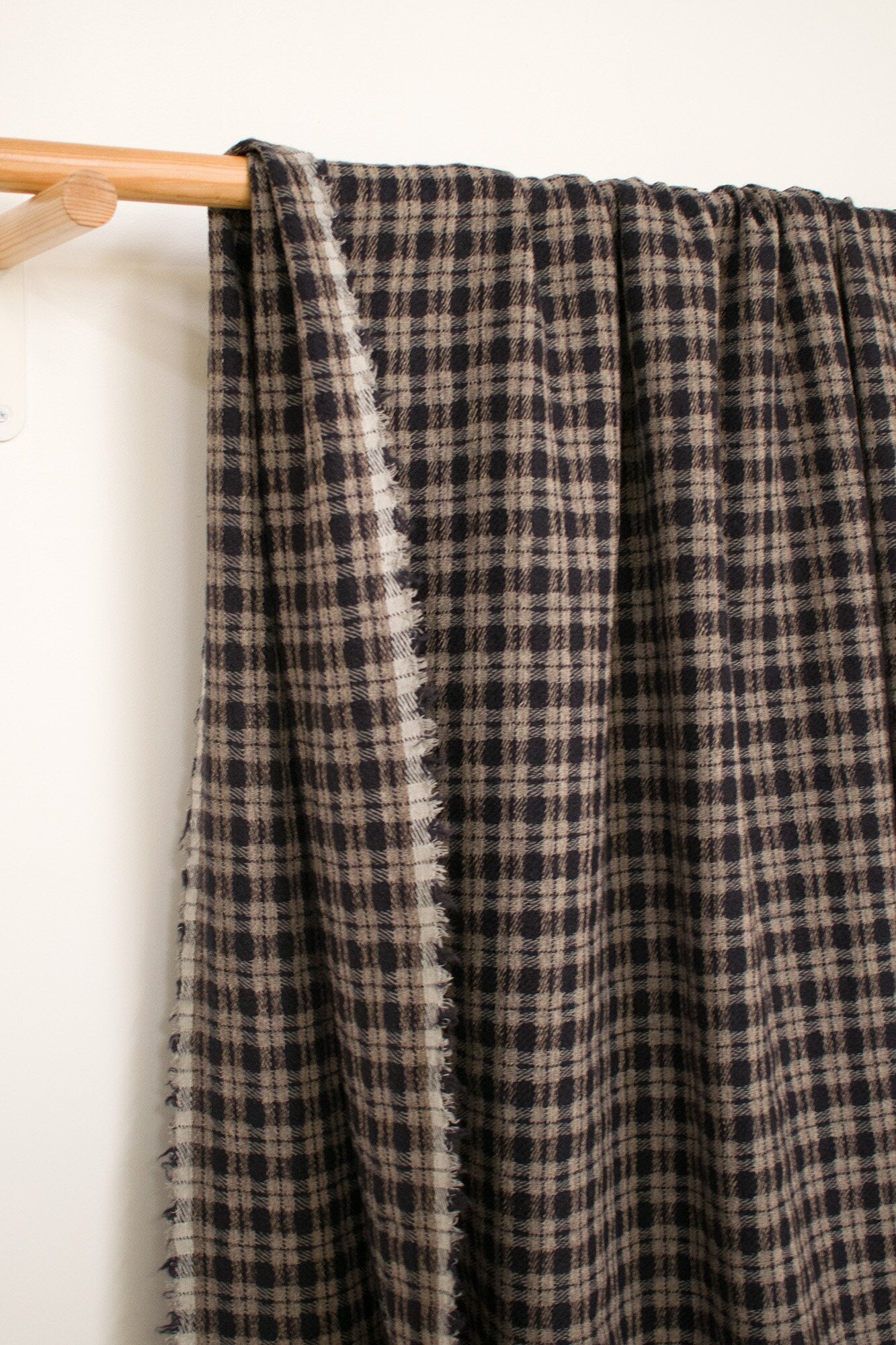 Japanese Fabric Shokunin Collection Yarn-Dyed Wool Cotton Plaid - dark eggplant - 50cm
