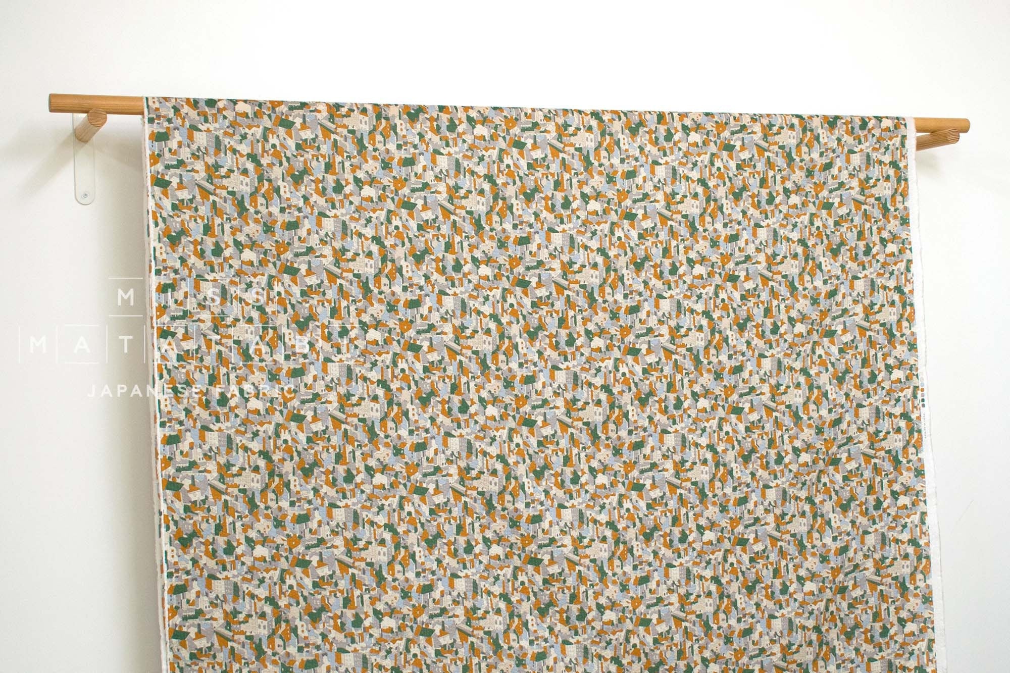 Japanese Fabric Cliffside Village Seersucker - B - 50cm