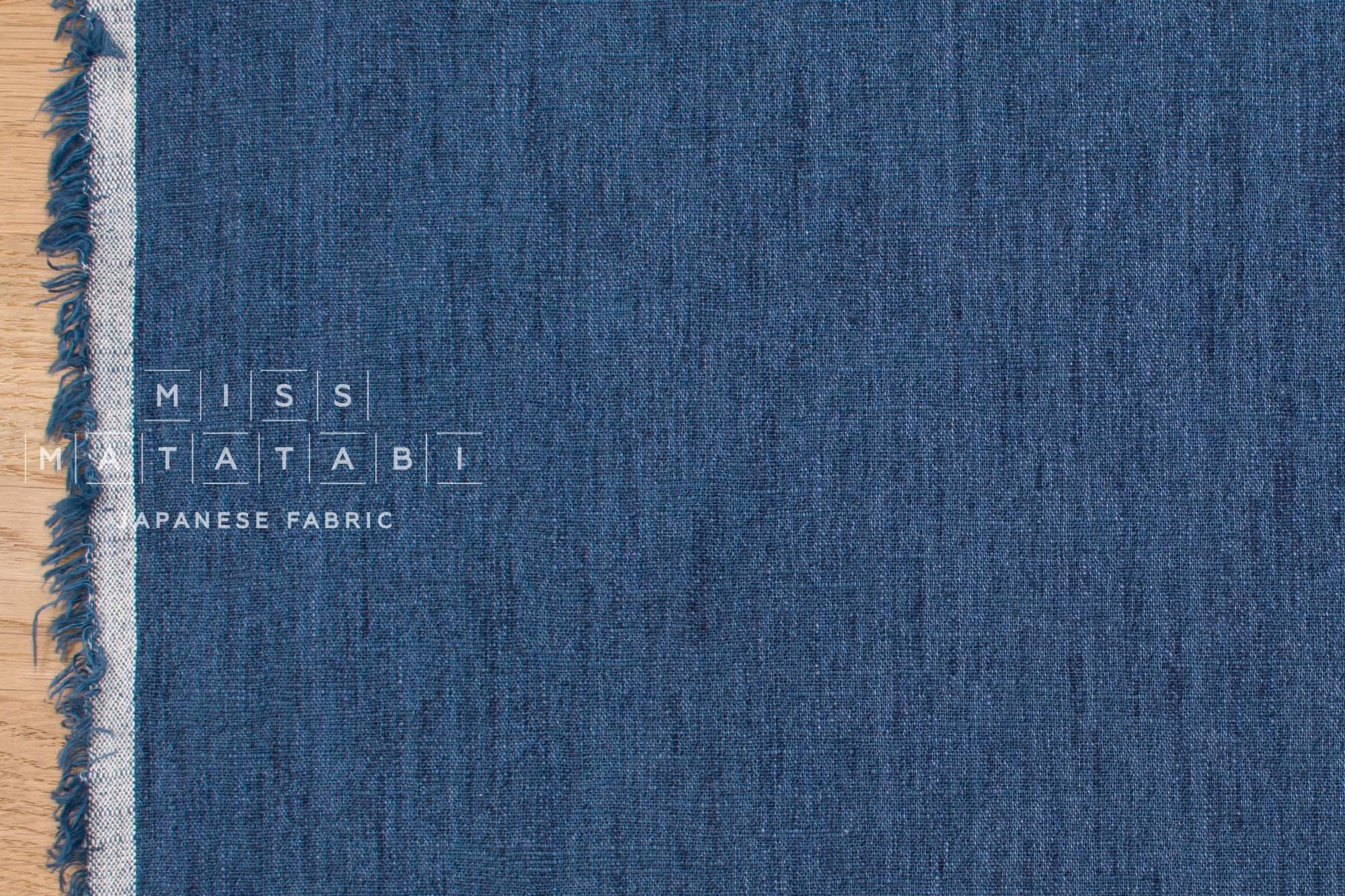 Japanese Fabric Shokunin Collection Yarn-Dyed Slub Cotton - blue - 50cm