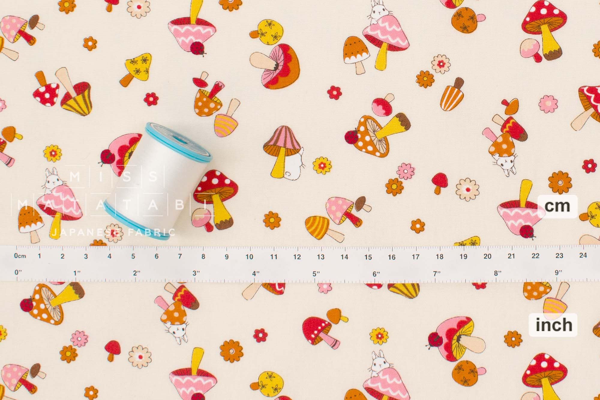 Japanese Fabric Vintage Mushrooms - B - 50cm