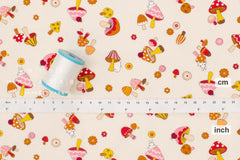 Japanese Fabric Vintage Mushrooms - B - 50cm