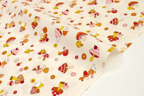 Japanese Fabric Vintage Mushrooms - B - 50cm