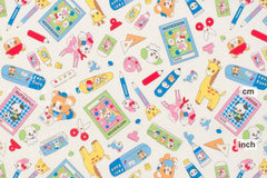 Japanese Fabric Retro Japanese Stationery - cream, multi - 50cm