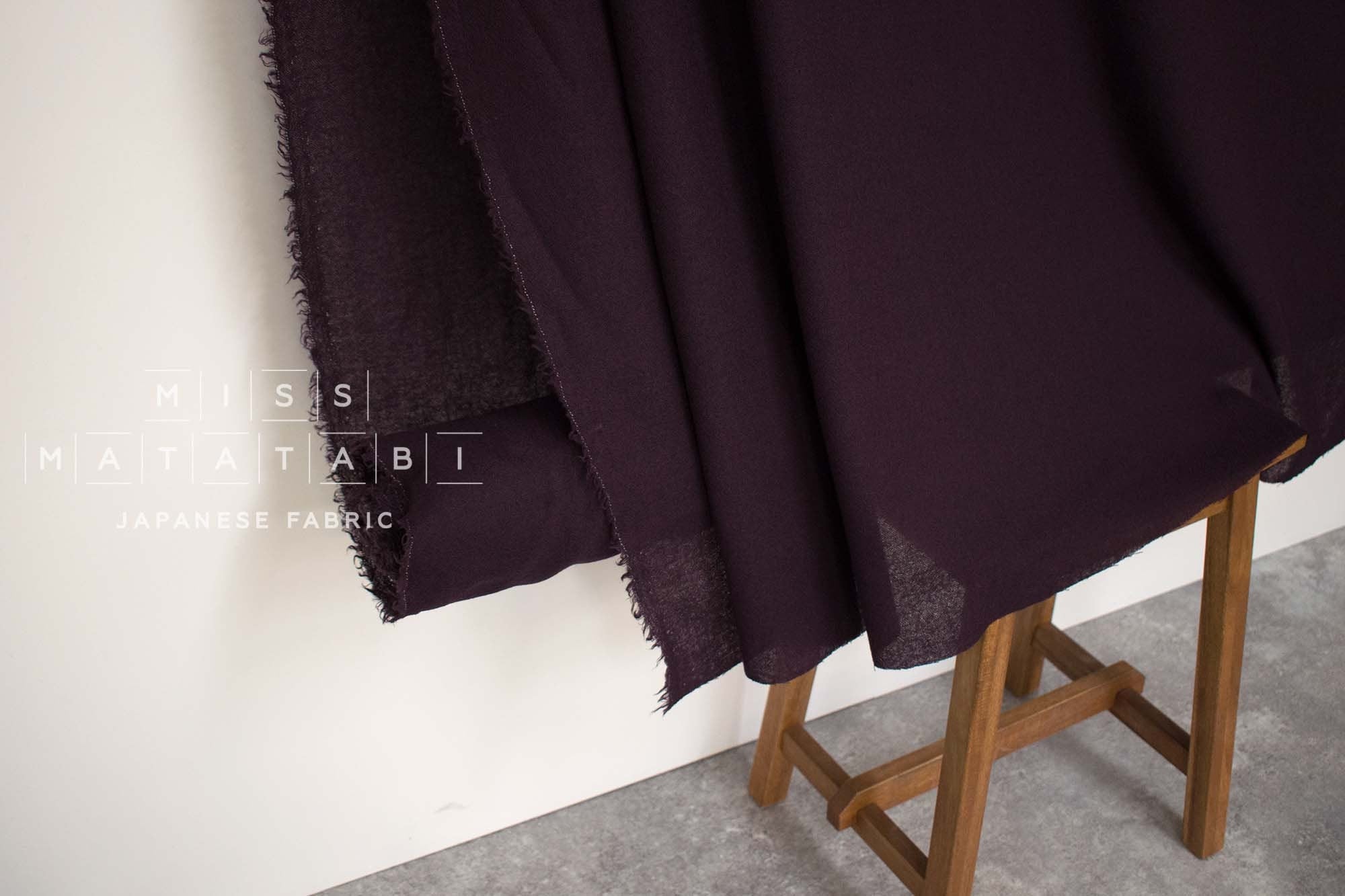 Japanese Fabric Shokunin Collection Worsted Yarn Dyed Wool Gauze - berry - 50cm