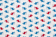 Japanese Fabric Retro Hungry Sharks - 50cm