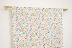 Japanese Fabric Retro Japanese Stationery - cream, multi - 50cm