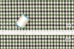 Japanese Fabric Yarn-dyed Plaid Check - green, navy, cream - 50cm