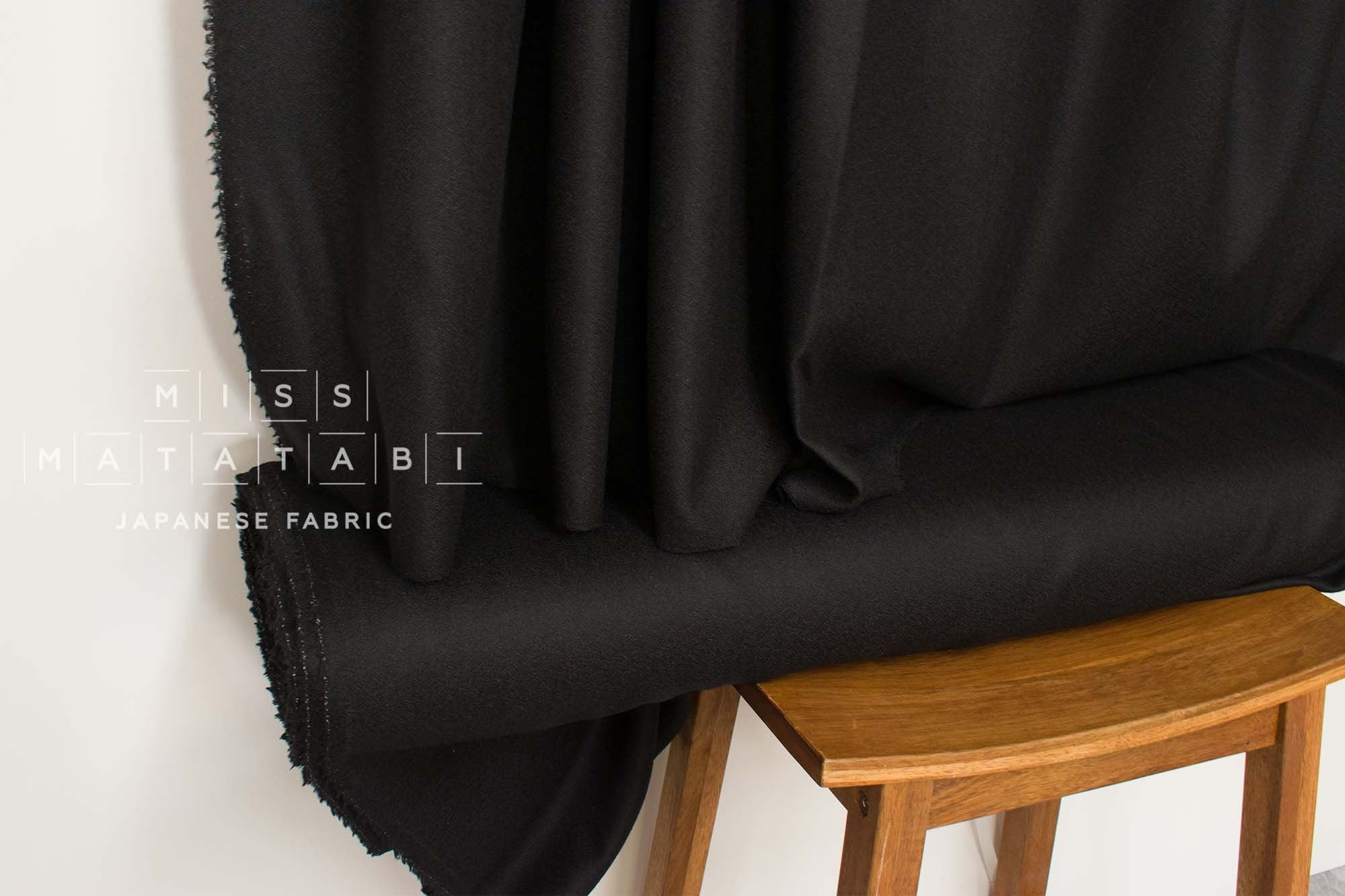 Japanese Fabric 100% Wool Crepe Georgette - black - 50cm