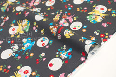 Japanese Fabric Retro Deer and Bunny - charcoal - 50cm