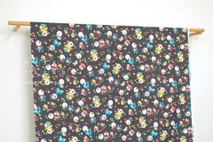 Japanese Fabric Retro Deer and Bunny - charcoal - 50cm