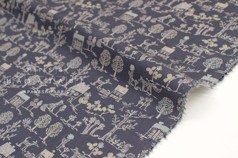 Japanese Fabric Village Life Rayon Blend - charcoal grape - 50cm