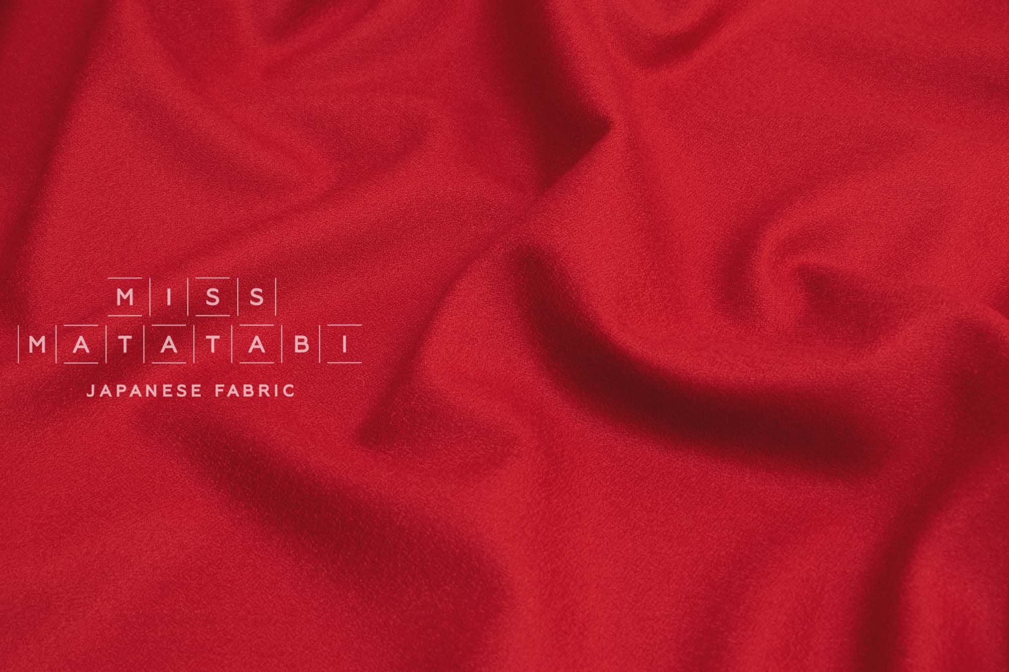 Japanese Fabric 100% Wool Crepe Georgette - red - 50cm