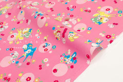 Japanese Fabric Retro Deer and Bunny - pink - 50cm