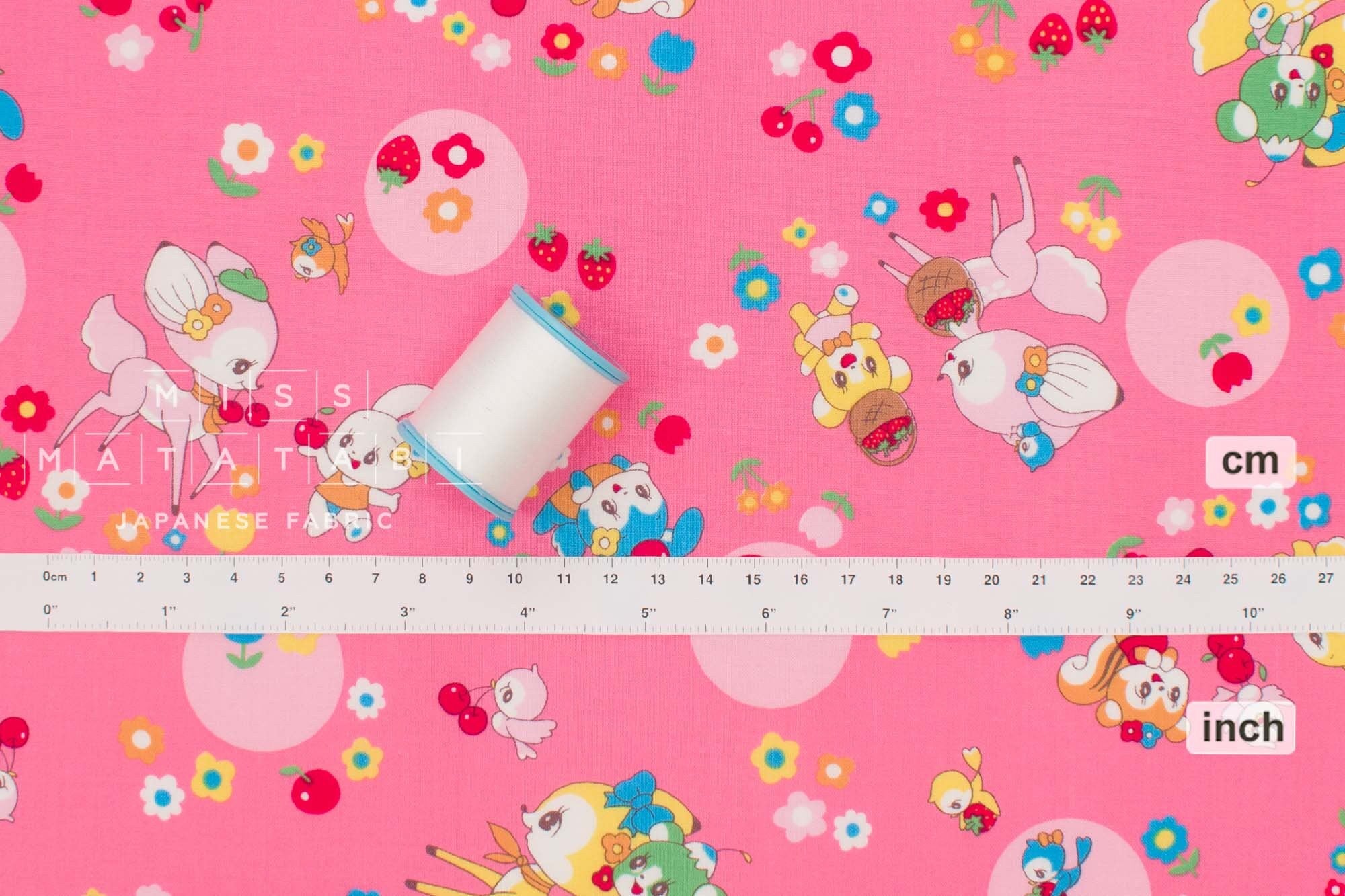 Japanese Fabric Retro Deer and Bunny - pink - 50cm
