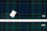 Japanese Fabric Shokunin Collection Yarn-Dyed Wool Tartan Plaid - Black Watch, navy blue, green - 50cm