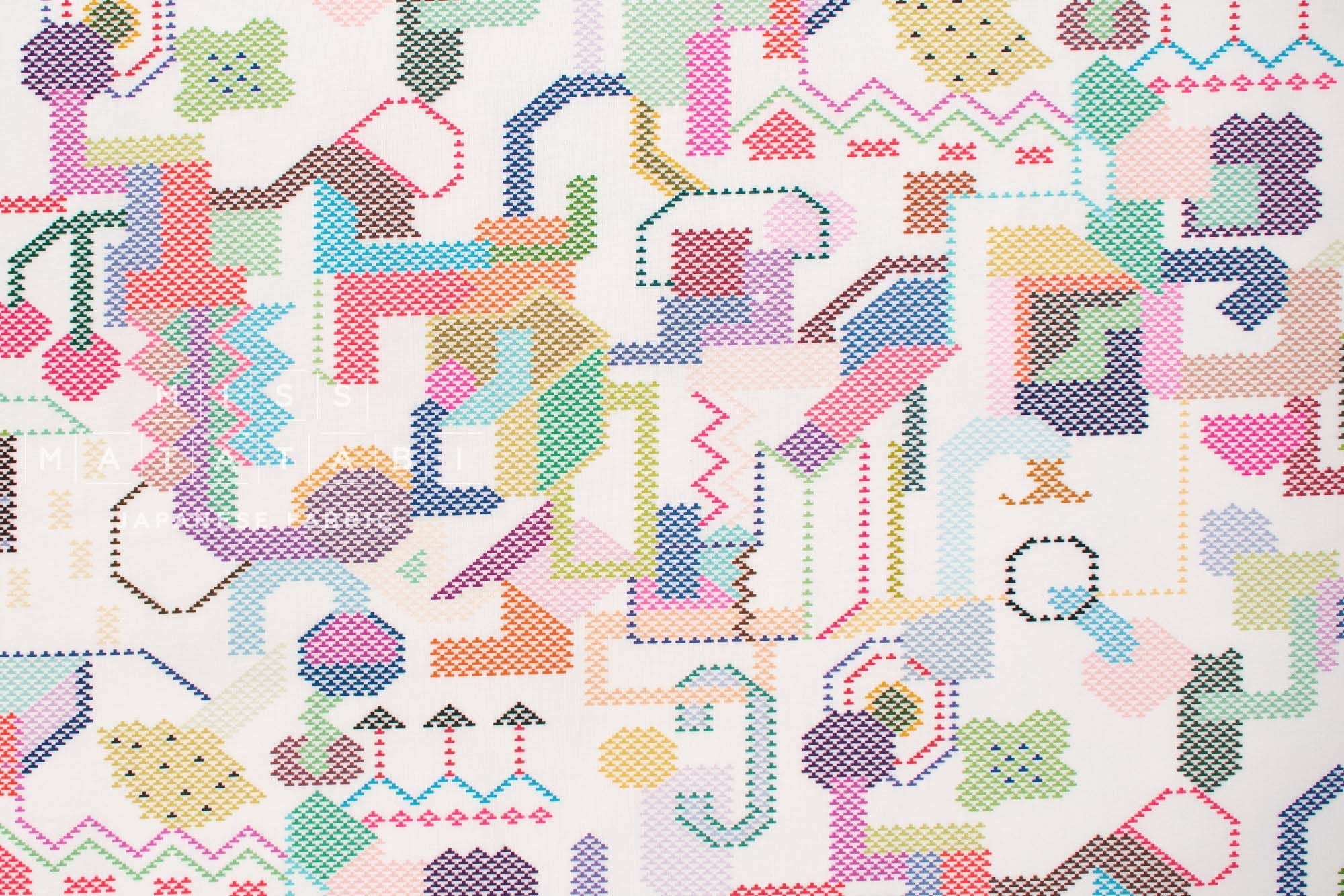 Japanese Fabric Pixel Graphics - multi II - 50cm