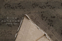 Japanese Fabric Yarn Dyed Woven Vines Jacquard  - black, latte - 50cm