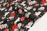 Japanese Fabric Hachiware Tuxedo Cat with Sakura - grey black - 50cm