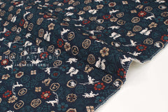 Japanese Quilted Cotton Year of the Rabbit - indigo blue - 50cm