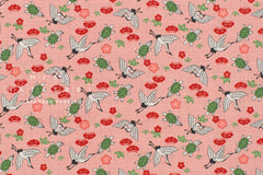 Japanese Fabric Tsuru and Kame - pink - 50cm